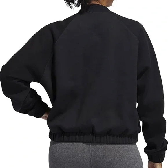 Adidas Women's Cropped Black Crewneck Sweatshirt LARGE - Picture 2 of 10